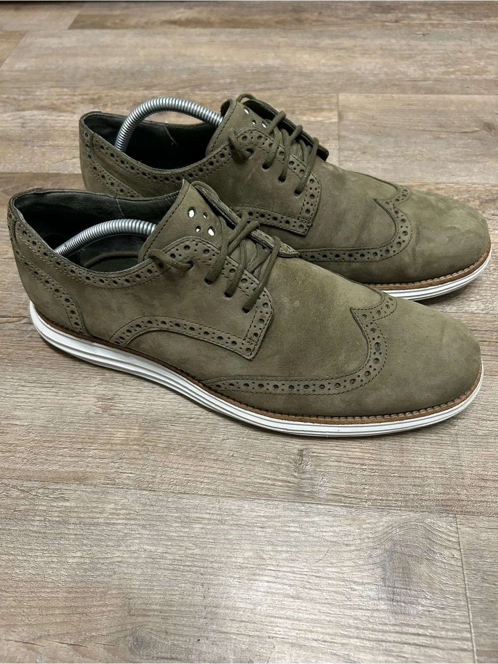 Cole Haan Lunargrand Men's  Size 11 M Olive Green Suede Wingtip Oxford Shoes